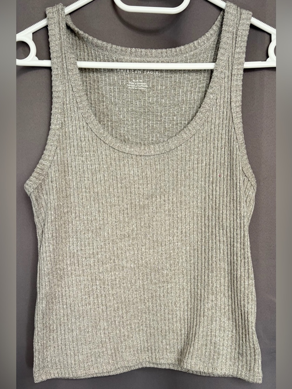 American Eagle Ribbed Scoop Neck Cropped Tank Top | Medium